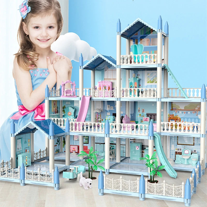 Dukkehus 3d Montering Miniatyrmodell Hus Villa Princess Castle Led Light 14 Rom