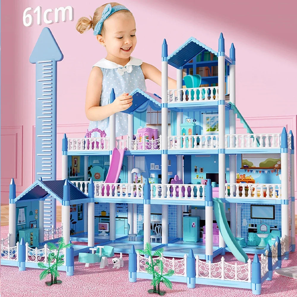 Dukkehus 3d Montering Miniatyrmodell Hus Villa Princess Castle Led Light 14 Rom